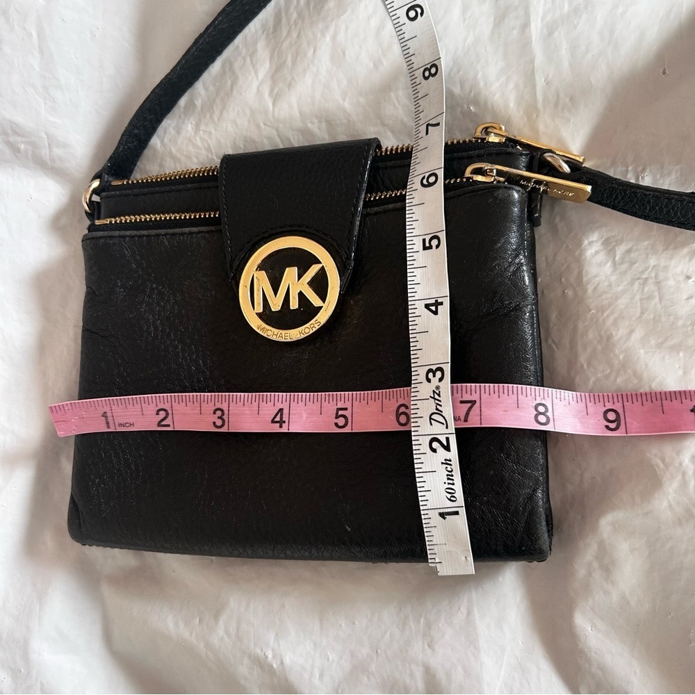 Michael Kors Fulton Black Pebbled Leather Crossbody Bag Built-in Wallet - Picture 9 of 9
